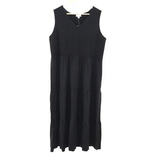 NWT J. Jill Wearever Sleeveless Smocked Back Midi Maxi Long Black Dress XLarge